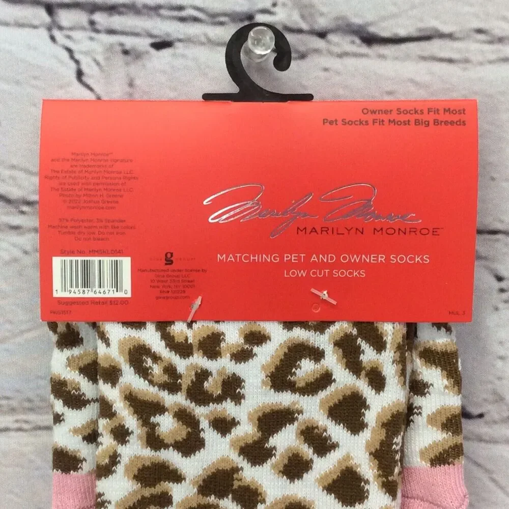 Marilyn Monroe Matching Pet & Owner Low Socks Leopard Print Womens O/S Big Dog
